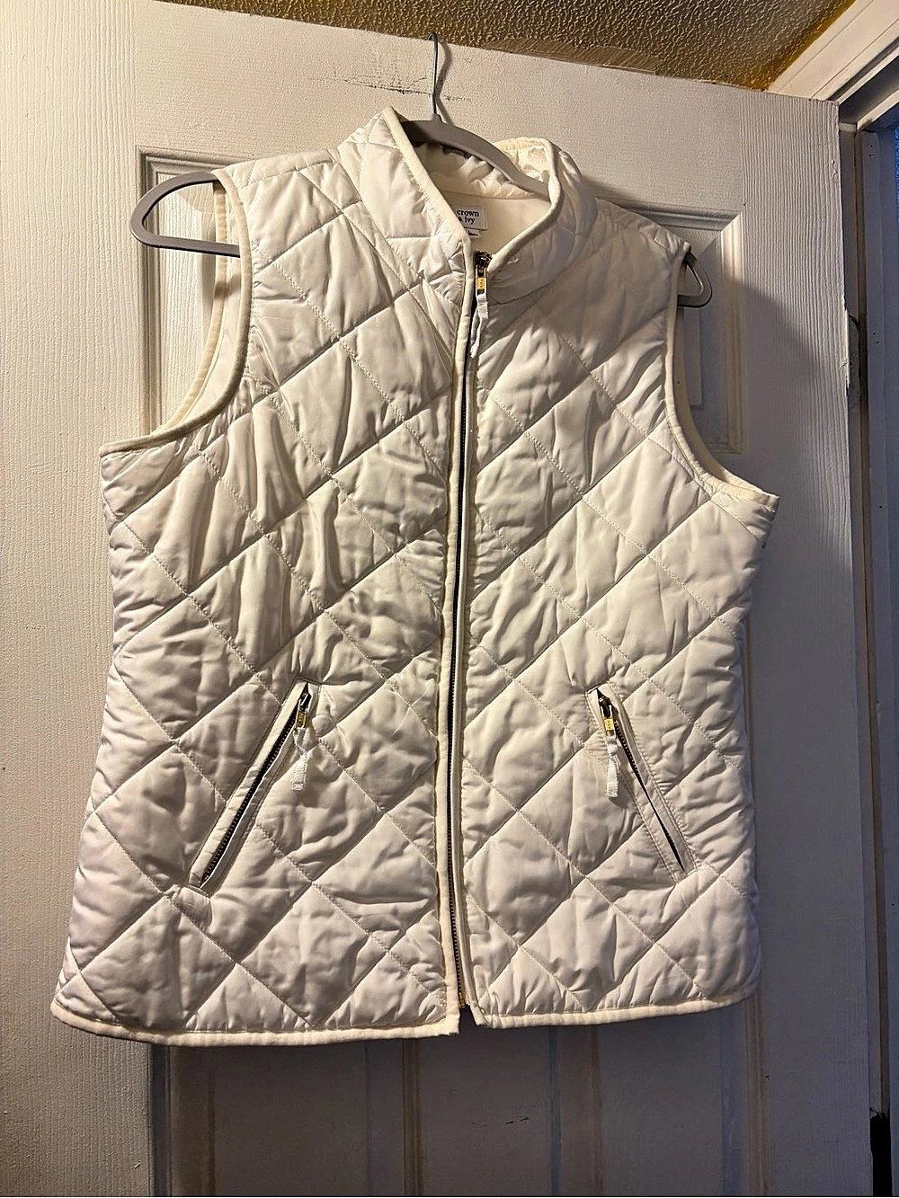 Crown & Ivy Quilted Puffer Vest White Large